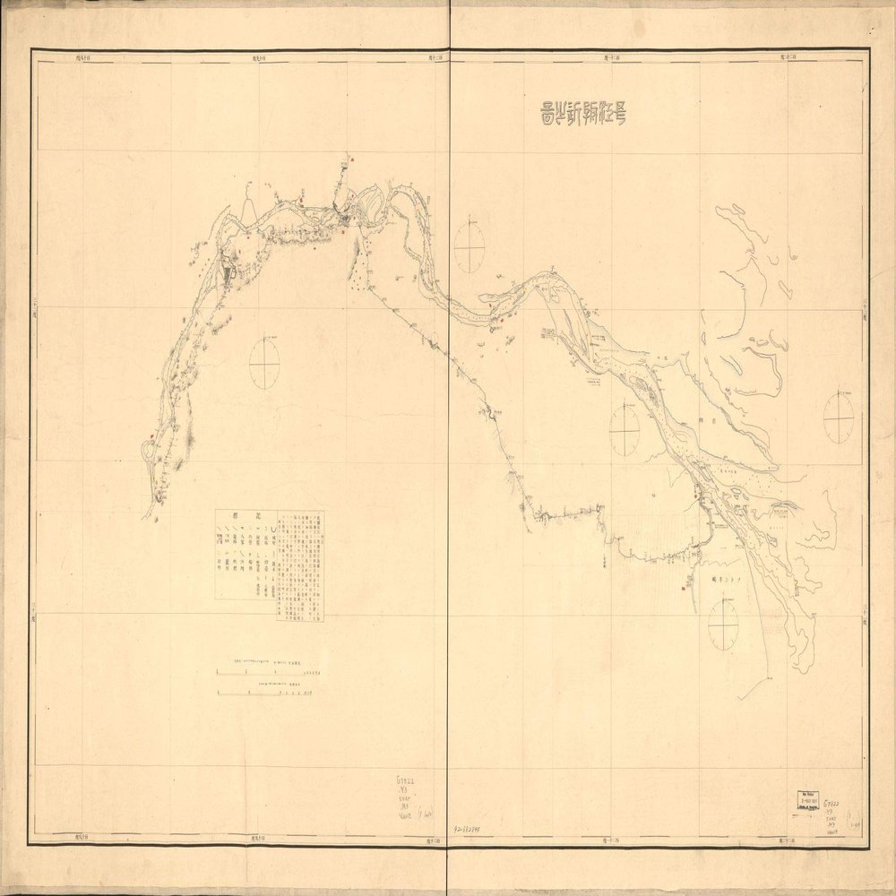14" x 24" 1882 Map of Koso-sho Seika-Ken Yori Santo-sho Taian-fu Ni Itaru Rojozu