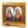 5" x 7" Sacred Heart of Jesus and Immaculate Heart of Mary in Golden Frame view 1