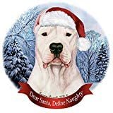 Holiday Pet Gifts Dogo Agentino Cropped Dog Santa Hat Porcelain Ornament