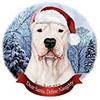 Holiday Pet Gifts Dogo Agentino Cropped Dog Santa Hat Porcelain Ornament view 1