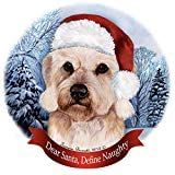 Holiday Pet Gifts Dandie Dinmont Mustard Dog Santa Hat Porcelain Ornament