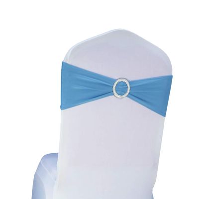 SINSSOWL Pack of 50 Spandex Baby Blue Chair Sashes for Wedding Light Blue Chairs Bows Bands Fitting Birthday Party Anniversary Events Ceremony Baby Shower Decorations