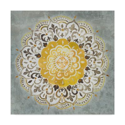 Trademark Fine Art Mandala Delight IV Yellow Grey by Danhui NAI, 18x18