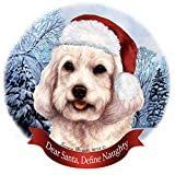 Holiday Pet Gifts Cockapoo White Dog Santa Hat Porcelain Ornament