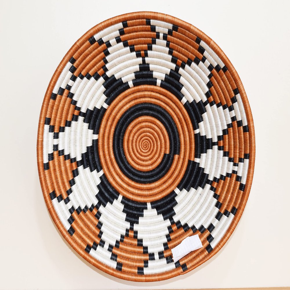 African Basket Rwanda - Large - 12 Inches Diameter - Sisal, Sweetgrass Basket - Handmade from Africa, RB031