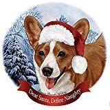 Holiday Pet Gifts Cardigan Corgi Red/White Dog Santa Hat Porcelain Ornament