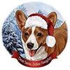 Holiday Pet Gifts Cardigan Corgi Red/White Dog Santa Hat Porcelain Ornament view 1
