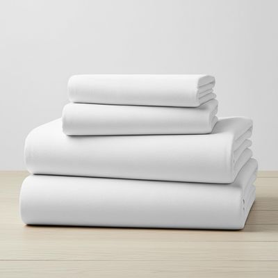 Mellanni Flannel Bed Sheet Set - 4 Piece Luxury 100% Heavyweight 180GSM Cotton - Cozy, Soft & Breathable - Deep Pockets with All-Around Elastic - Warm & Comfortable (Full, White)