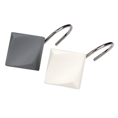 SKL Home Cubes Shower Curtain Hooks, Blue & White, Set of 12 Hooks