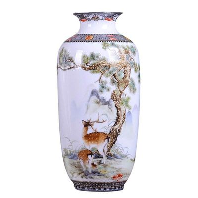 Queenbox Chinese White Ceramic Vase, Porcelain Gift Vase for Home Decoration