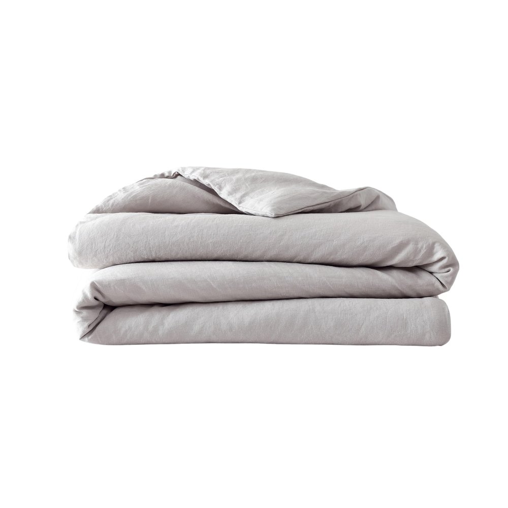 Baloo 100% French Linen Duvet Cover for Weighted Blanket (Dove Grey - 42"x72" - Throw Size) | Cooling, Soft & Durable | Certified European Flax