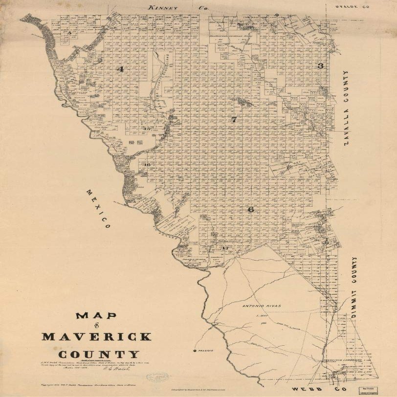 16" x 24" 1879 Map of Maverick County