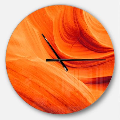 Designart 'Orange Upper Antelope Canyon' Oversized Modern Metal Clock Large Wall Clock Large Decorative Clock Wall Clock for Living Room Office Decoration