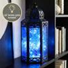 12 Blue Glass Metal Moroccan Decorative Candle Lantern with LED Twinkle Fairy Lights & Remote Table Centerpieces, Indoor Home Decor, Outdoor Patio & Porch, Large view 2