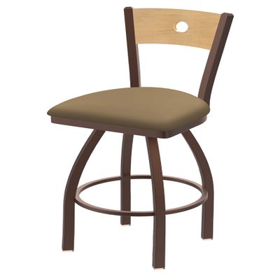 830 Voltaire 25" Swivel Counter Stool with Bronze Finish, Natural Back and Canter Sand Seat