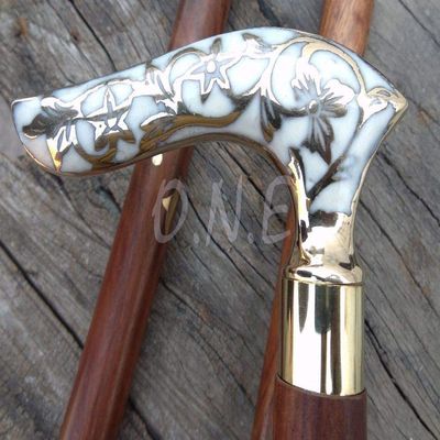Mahira Nautical Antique Style Brass Victorian Handle Wooden Vintage Brown Walking Stick Cane