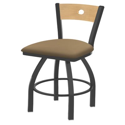 830 Voltaire 30" Swivel Counter Stool with Pewter Finish, Natural Back and Canter Sand Seat