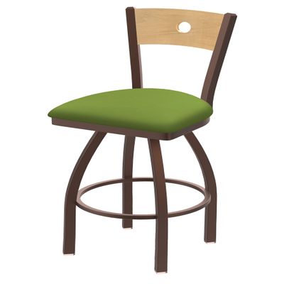 830 Voltaire 30" Swivel Counter Stool with Bronze Finish, Natural Back and Canter Kiwi Green Seat