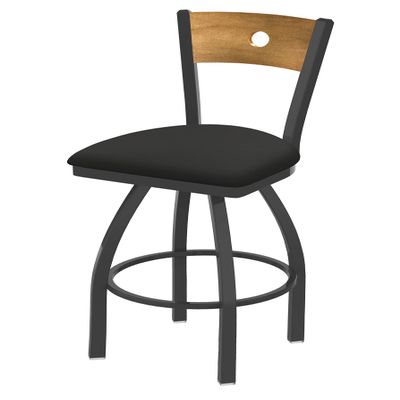 830 Voltaire 36" Swivel Counter Stool with Pewter Finish, Medium Back and Canter Iron Seat