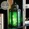 12 Green Glass Metal Moroccan Decorative Candle Lantern with LED Twinkle Fairy Lights & Remote Table Centerpieces, Indoor Home Decor, Outdoor Patio & Porch, Large view 2