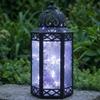12 Clear Glass Metal Moroccan Decorative Candle Lantern with White LED Twinkle Fairy Lights & Remote Wedding Table Centerpieces, Indoor Home Decor, Outdoor Patio & Porch, Large view 1