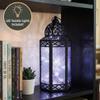 12 Clear Glass Metal Moroccan Decorative Candle Lantern with White LED Twinkle Fairy Lights & Remote Wedding Table Centerpieces, Indoor Home Decor, Outdoor Patio & Porch, Large view 2