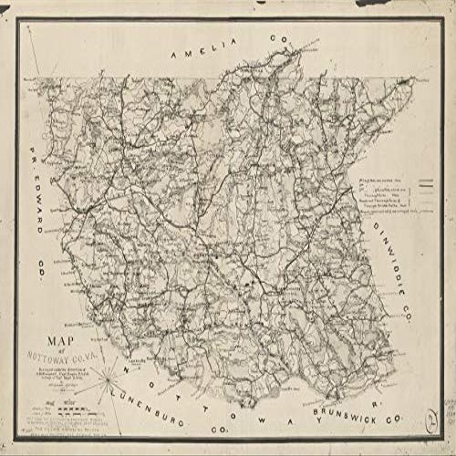 18" x 24" 1864 Map of Nottoway County Virginia