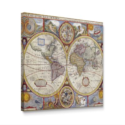Niwo ART-Vintage A,World Map Canvas Wall Art Decor,Framed Ready to Hang