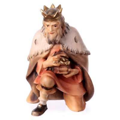 Holyart Wise King Kneeling, 10 cm Nativity Original Shepherd Model, in Painted in Valgardena Wood