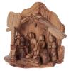 Cottage in Olive Wood Bethlehem with Complete Nativity Stylized 20x20x15 cm view 3