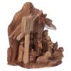 Cottage in Olive Wood Bethlehem with Complete Nativity Stylized 20x20x15 cm view 4