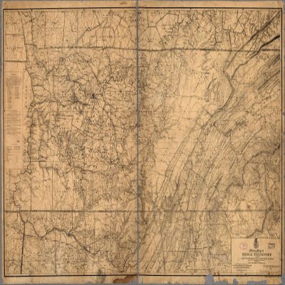 16" x 24" 1874 Military Map of Middle Tennessee & Parts of East Tennessee