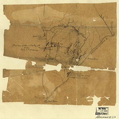 18" x 24" 1864 Map of Works at Eastern Point of Whitmarsh Island & Bastion On The Line of Defences Across Whitmarsh Island
