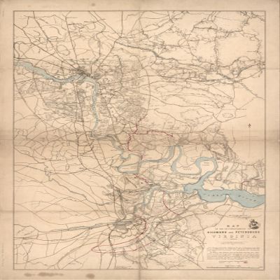 16" x 24" 1864 Map of The Neighbourhood of Richmond & Petersburg Virginia