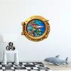 18" Port Scape Coral Reef Hawksbill Sea Turtle Porthole Bronze 3D Window Wall Decal Vinyl Sticker Ocean Fish Under Water Sea Life Beach Kids Room Decor view 2