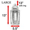 12 Red Glass Metal Moroccan Decorative Candle Lantern with LED Twinkle Fairy Lights & Remote Table Centerpieces, Indoor Home Decor, Outdoor Patio & Porch, Large view 3