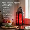 12 Red Glass Metal Moroccan Decorative Candle Lantern with LED Twinkle Fairy Lights & Remote Table Centerpieces, Indoor Home Decor, Outdoor Patio & Porch, Large view 4