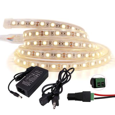 XUNATA 46FT LED Rope Strip Light, DC 12V Super Bright Waterproof Flexible 5050 60 LED/M LED Strip Light Tape with 12V Power Adapter, for Home Indoor Outdoor Decoration, Warm White