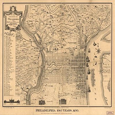 18" x 24" 1875 Map of Philadelphia 100 Years Ago