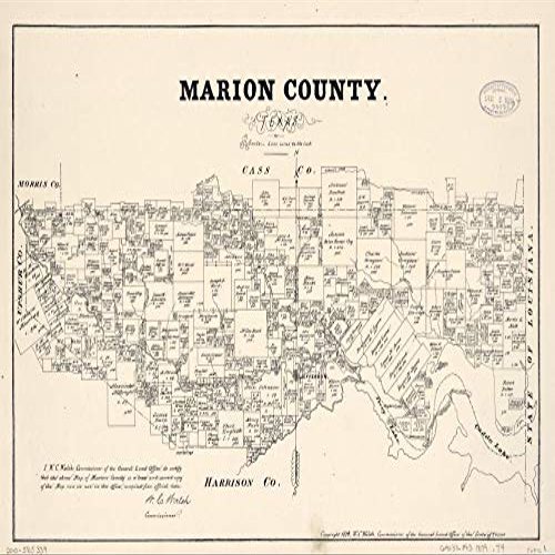 16" x 24" 1879 Map of Marion County Texas