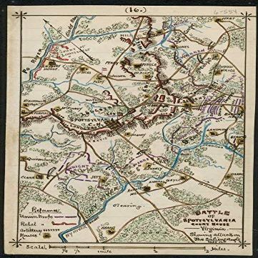 16" x 24" 1864-1865 Map of The Battle of Spotsylvania Courthouse Virginia Showing Attack On The Salient Angle May 12th