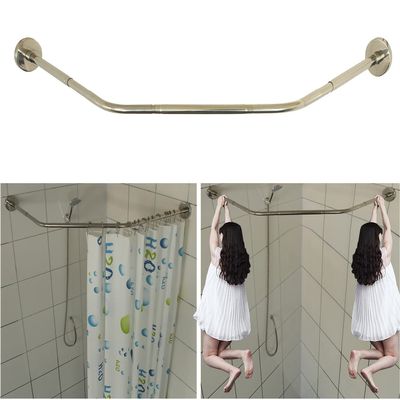 Sikaiqi Stretchable 304 Stainless Diamond Shaped Bathroom Bathtub Corner Shower Curtain Rod Rack (Diamond Shaped, Both Sides: 17"-25.6",Middle:20"-26)
