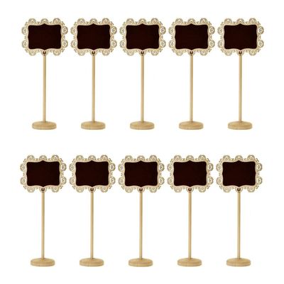 Numblartd Set of 10 Wooden Hollow Lacework Mini Chalkboard Label with Stand - Table Number Price Tag Small Blackboard Message Board Signs for Wedding Party Home Store Bar Decoration (Laciness)
