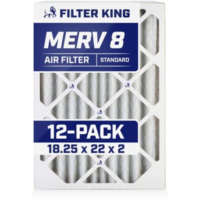 Filter King 18.25x22x2 Air Filter | 12-PACK | MERV 8 HVAC Pleated A/C Furnace Filters | MADE IN USA | Actual Size: 18.25 x 22 x 1.75"