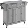 Crosley Furniture Full Size Stainless Steel Rolling Kitchen Island Storage Cart, Microwave Stand, Spice Rack, Gray view 1