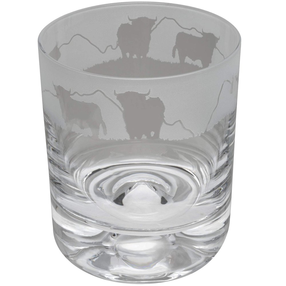 Animo Glass Whisky Tumbler- Highland Cattle (300ml)