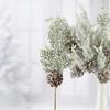 Factory Direct Craft Snowy Artificial Cypress and Pinecone Picks - Pack of 12 Snow and Glitter Accented Pine Stems (Size: 11" H) view 1