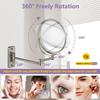 Wall Mounted Makeup Mirror, 1X/5X Magnifying Mirror Double Sided, 8 Inch Extendable Bathroom Mirror for Shaving, Nickel view 3