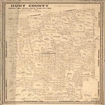 16" x 24" 1873 Map of Hunt County