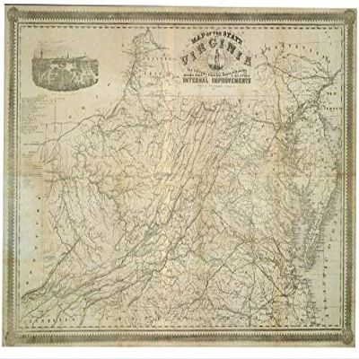 18" x 24" 1862 Map of The State of Virginia Containing The Counties Principal Towns Railroads Rivers Canals & All Other Internal Improvements